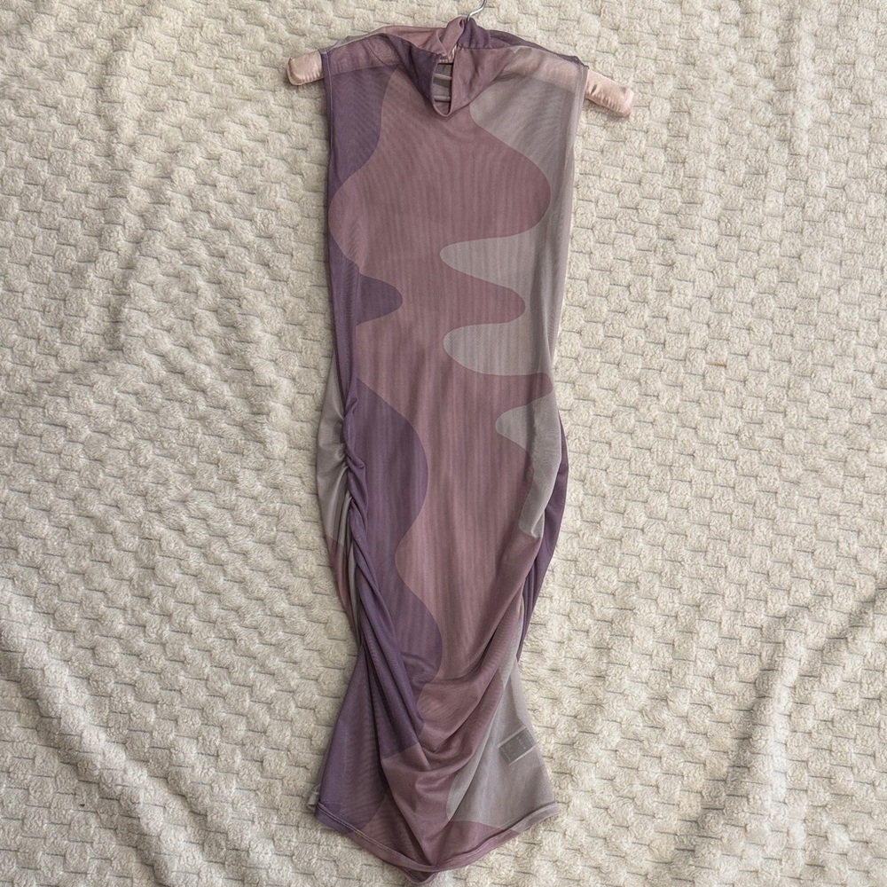 SHEIN Purple and Gray Camo Maxi Dress (S)